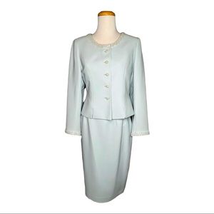 Albert Nipon Evening Vintage Formal Skirt Suit Hand Beaded 6 Made in Hong Kong